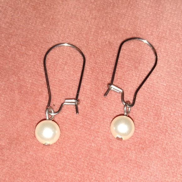 Cream Pearl Drop Handmade Earrings Stainless Steel Wire Mini Dangle Pearls KATTA - Picture 5 of 5